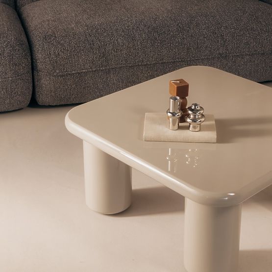 Masă de cafea Cherry 70 cm, bej închis, lucios