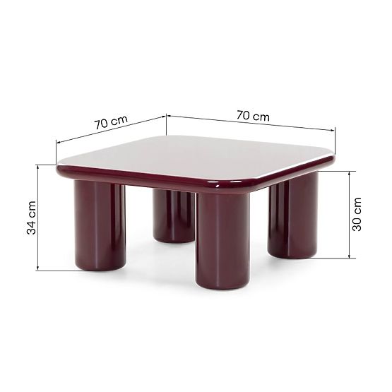 Masă de cafea Cherry 70 cm, burgund/vișiniu, lucios