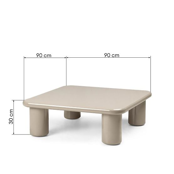 Masă de cafea Cherry 90 cm, bej închis, lucios
