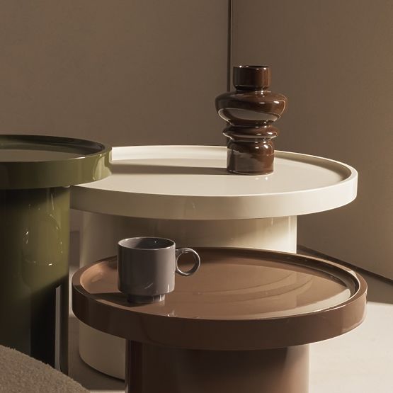 Masă de cafea Chia, 70 cm, alb, lucios