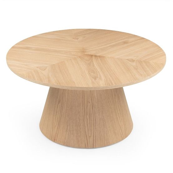 Masă de cafea Dalarna, 90 cm, rotundă, furnir de stejar natural