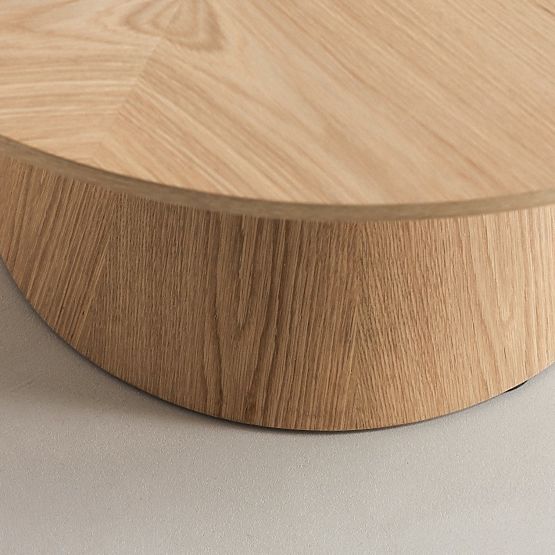 Masă de cafea Dalarna, 90 cm, rotundă, furnir de stejar natural