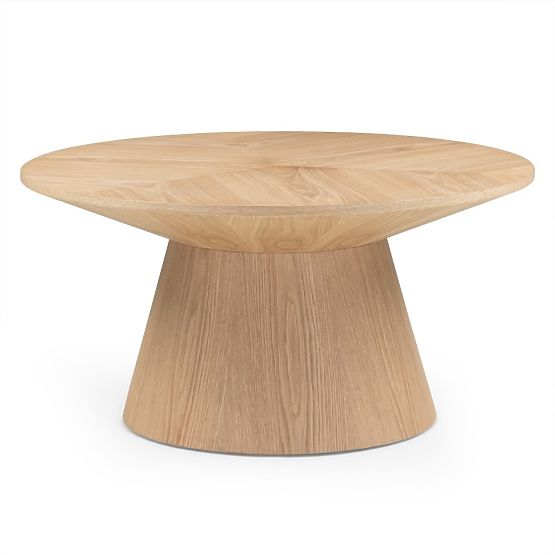 Masă de cafea Dalarna, 90 cm, rotundă, furnir de stejar natural