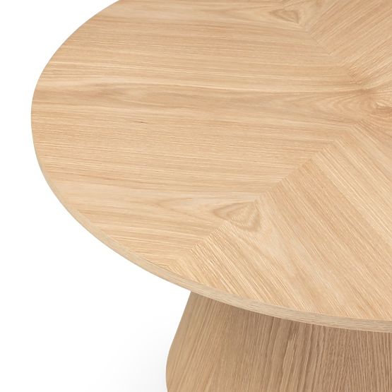 Masă de cafea Dalarna, 90 cm, rotundă, furnir de stejar natural