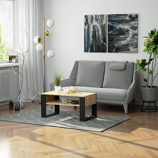 MASĂ DE CAFEA DOMI STEJAR ARTISAN / NEGRU