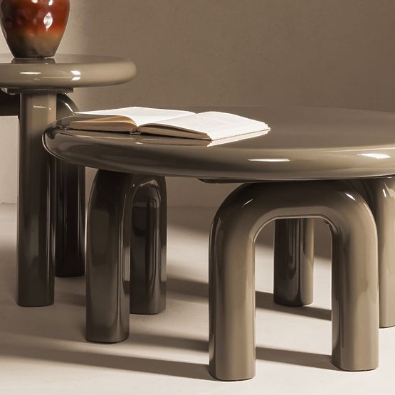 Masă de cafea Flambe 80 cm, verde/gri, lucioasă