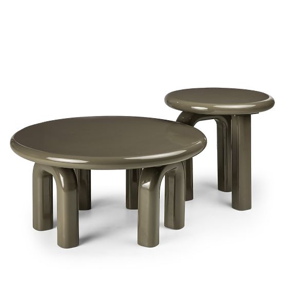 Masă de cafea Flambe 80 cm, verde/gri, lucioasă