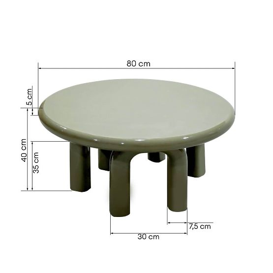 Masă de cafea Flambe 80 cm, verde/gri, lucioasă
