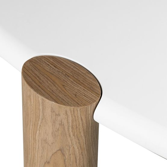 Masă de cafea Floe 125 cm, alb/nuc