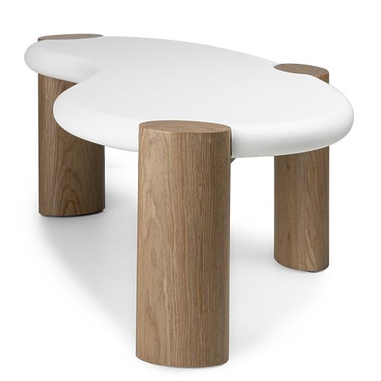 Masă de cafea Floe 125 cm, alb/nuc