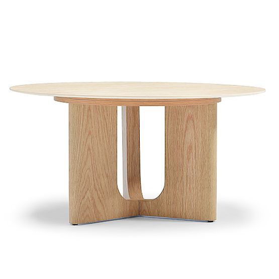 Masă de cafea Klimt 90 cm, rotundă, travertin/stejar