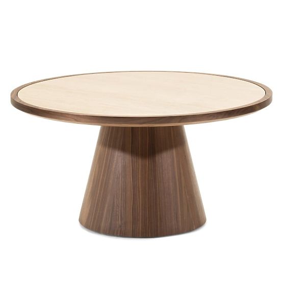 Masă de cafea Kyoto 80 cm, rotundă, travertin/nuc