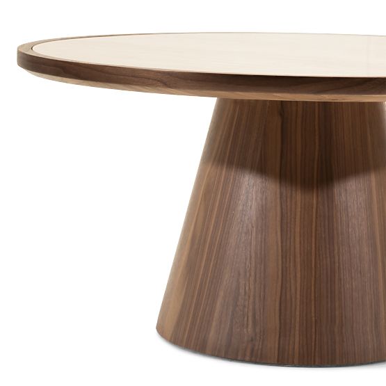 Masă de cafea Kyoto 80 cm, rotundă, travertin/nuc