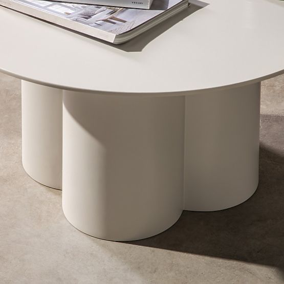 Masă de cafea Lazaro 80 cm, rotundă, bej-gri