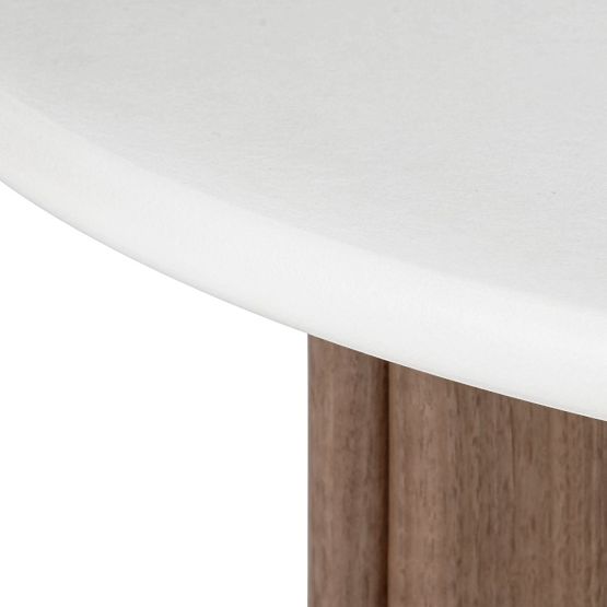 Masă de cafea Marlo 80 cm, alb crem/nuc, microciment