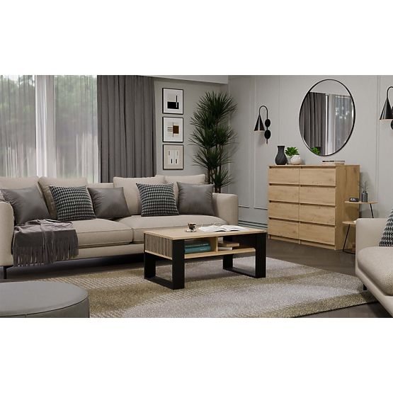 Masă de cafea Modern 2P SLIM STEJAR ARTISAN NEGRU