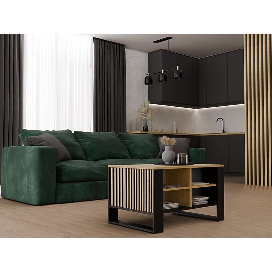 Masă de cafea Modern 4P SLIM STEJAR ARTISAN NEGRU