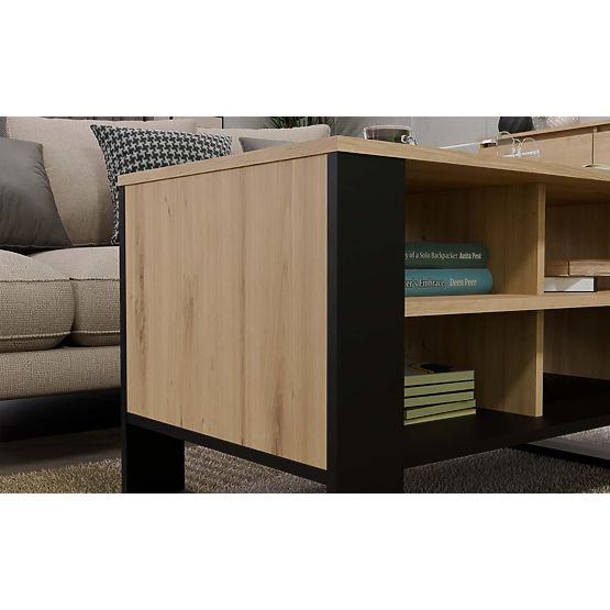 Masă de cafea Modern 4P SLIM STEJAR ARTISAN NEGRU