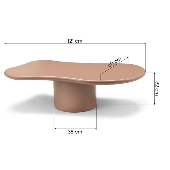 Masă de cafea Monaco scorțișoară, mată, forme rotunjite