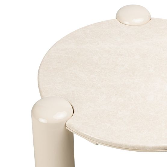 Masă de cafea Noemi 66 cm, bej deschis/marmură, lucioasă