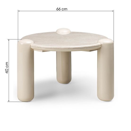 Masă de cafea Noemi 66 cm, bej deschis/marmură, lucioasă