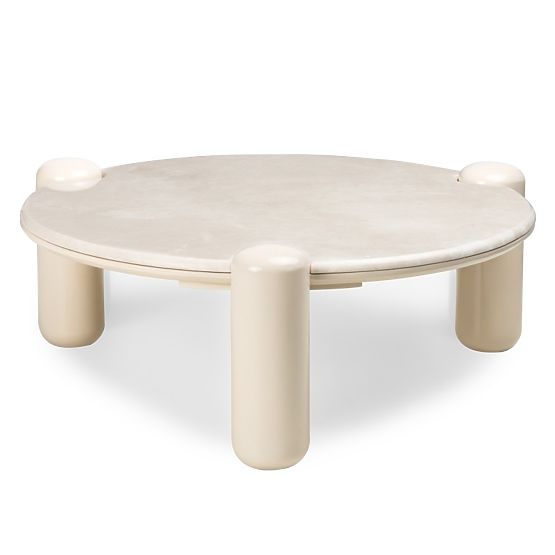 Masă de cafea Noemi 86 cm, bej deschis/marmură, lucioasă