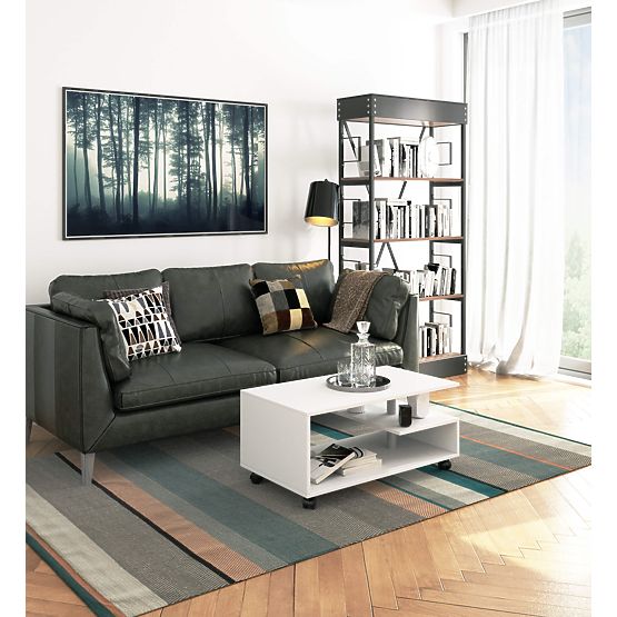 MASĂ DE CAFEA PE ROȚI VINI ALBĂ