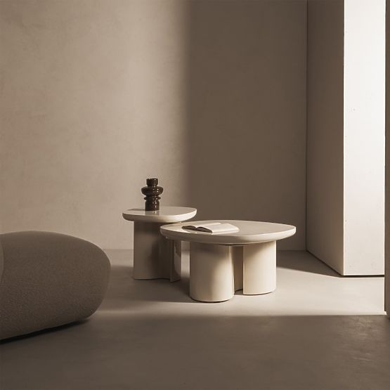 Masă de cafea Puro 80 cm, bej deschis, lucioasă