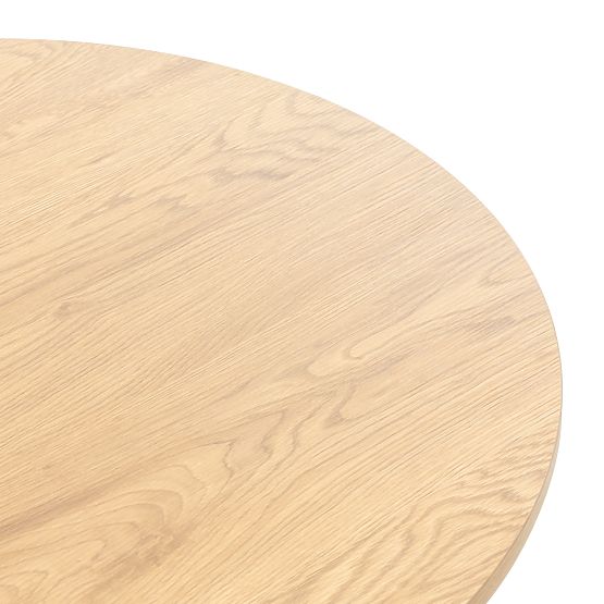 Masă de cafea Remigio 80 cm, rotundă cu lamele, stejar