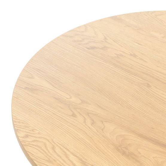 Masă de cafea Remigio 80 cm, rotundă cu lamele, stejar