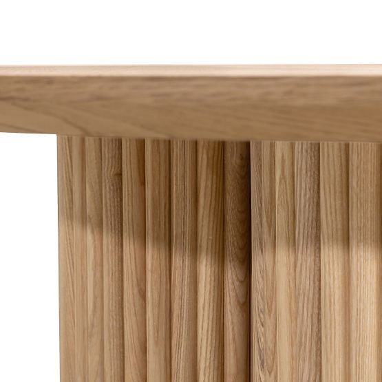 Masă de cafea rotundă Vesby 100 cm, stejar natural, frasin, lamele