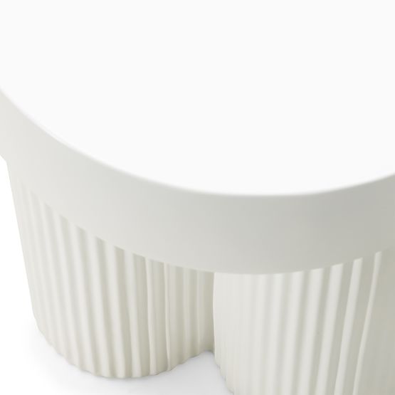 Masă de cafea Salerno 45 cm, rotundă, albă, cu caneluri