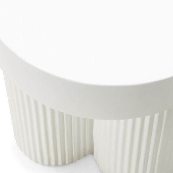 Masă de cafea Salerno 45 cm, rotundă, albă, cu caneluri