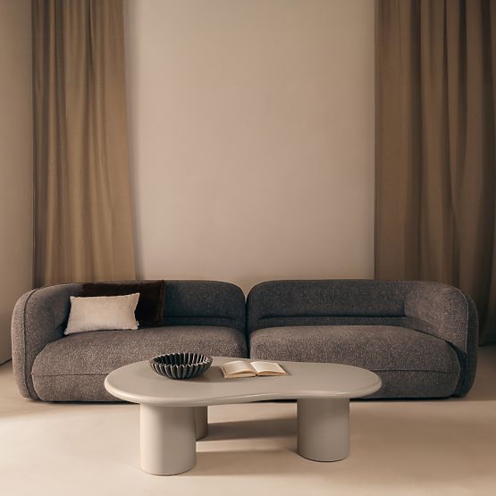 Masă de cafea Sucre bej închis, mată, formă rotunjită