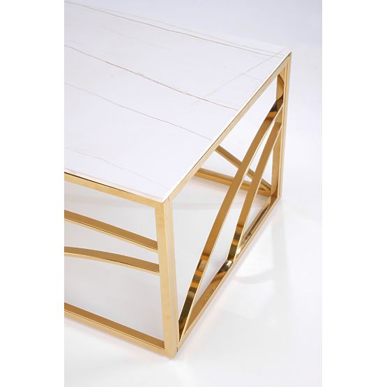 Masă de cafea UNIVERSE 3, marmură albă / auriu (2p=1buc)