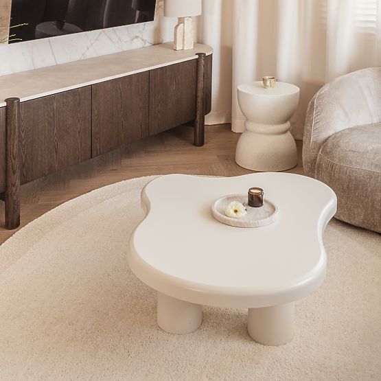 Masă de cafea Vercelli 100 cm, albă