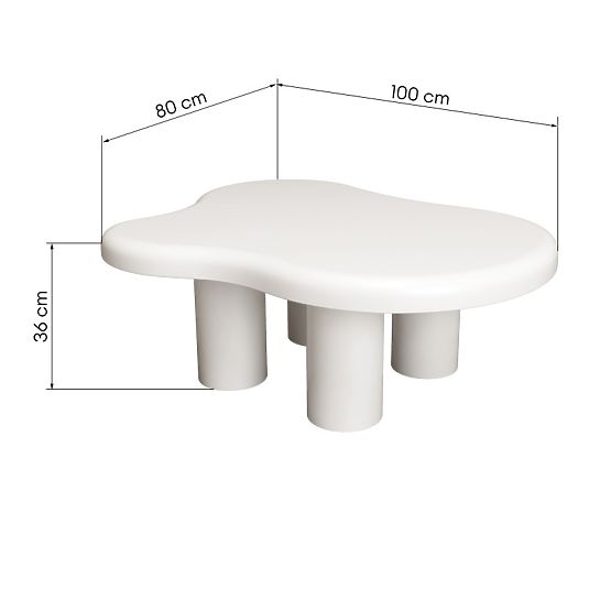 Masă de cafea Vercelli 100 cm, albă