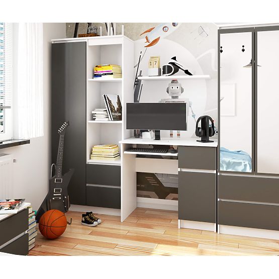 MASĂ DE CALCULATOR PIKSEL PK ALB / GRI - DREAPTA