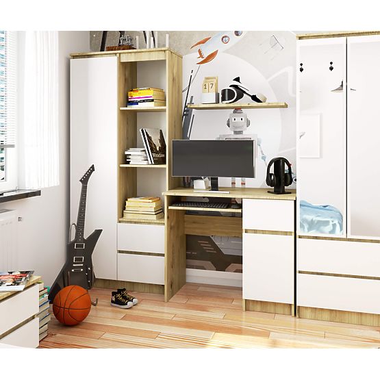 MASĂ DE CALCULATOR PIKSEL PK ARTISAN / ALB - DREAPTA