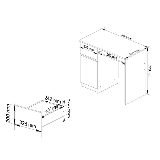 MASĂ DE CALCULATOR PIKSEL PK STEJAR CRAFT - STÂNGA