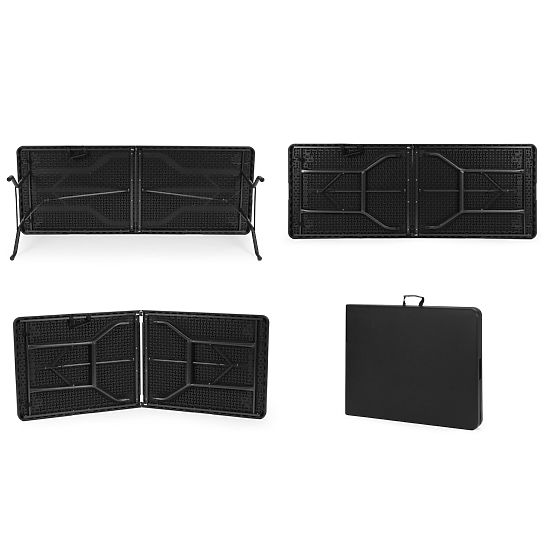 Masă de catering pliabilă 180 cm în valiză neagră ModernHome