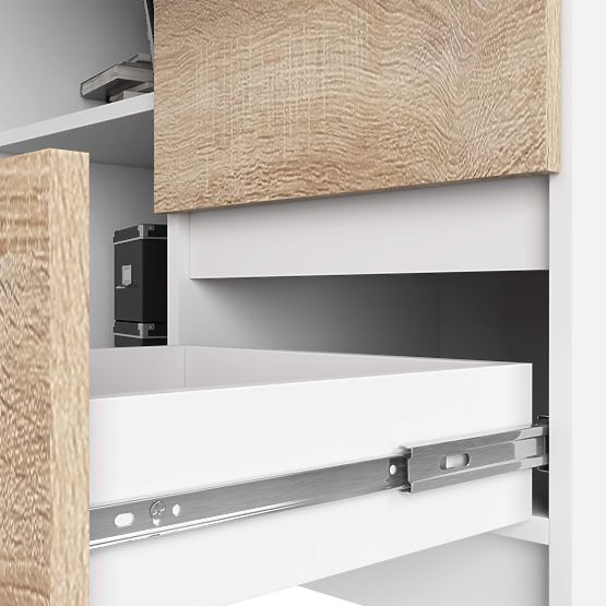 MASĂ DE COLȚ B16 124 cm DREAPTA 3 SERTARE PK ALB / SONOMA