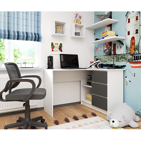 MASĂ DE COLȚ B16 CLP DREAPTA PK ALB / GRI