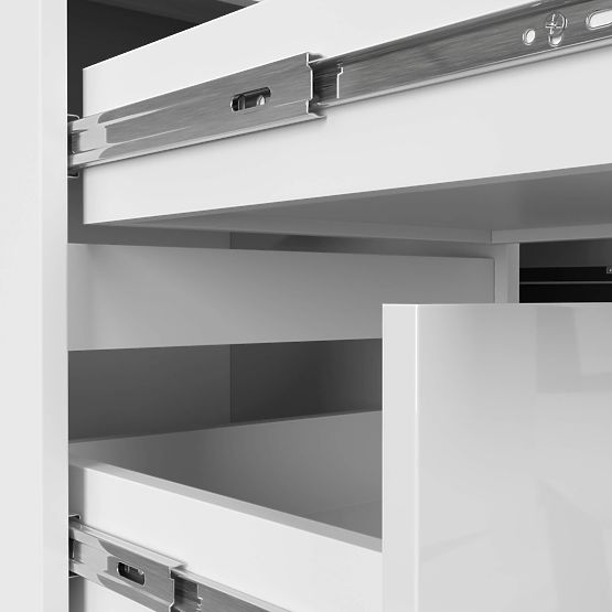 MASĂ DE COLȚ B20 155 cm STÂNGA PK ALB LUCIOAS