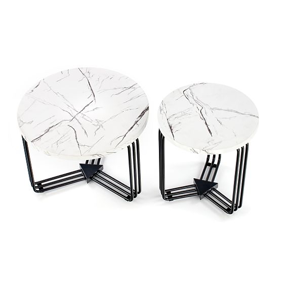 Masa de conferință ANTICA M blat - marmură albă, cadru - negru (2p=1buc)