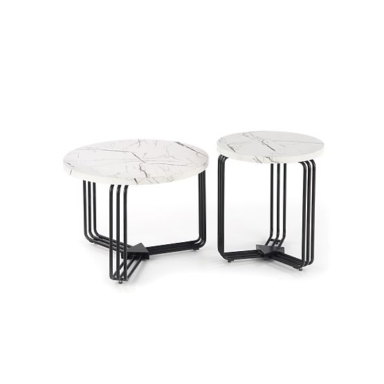 Masa de conferință ANTICA M blat - marmură albă, cadru - negru (2p=1buc)