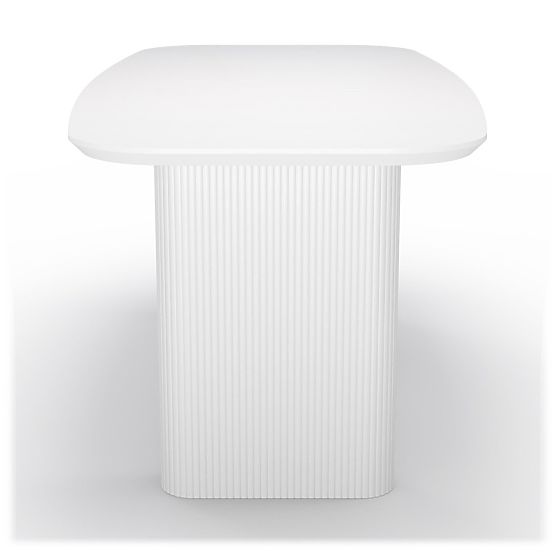 Masă de dining Mesilla albă, cu lamele