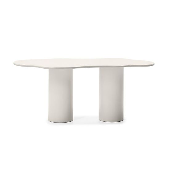 Masă de dining Pinar 180 cm, bej-gri, forme rotunjite