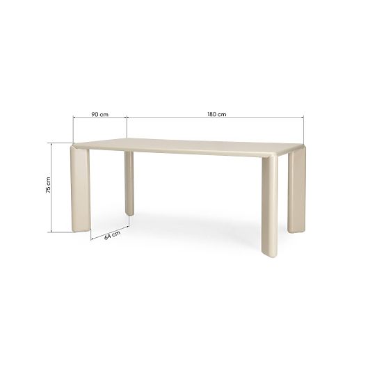 Masă de dining Tao 180x90 cm, bej