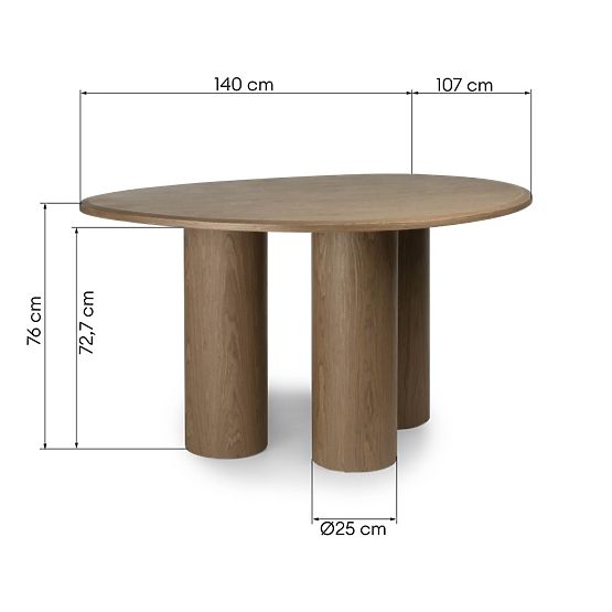 Masă de dining Vesper 140 cm, nuc